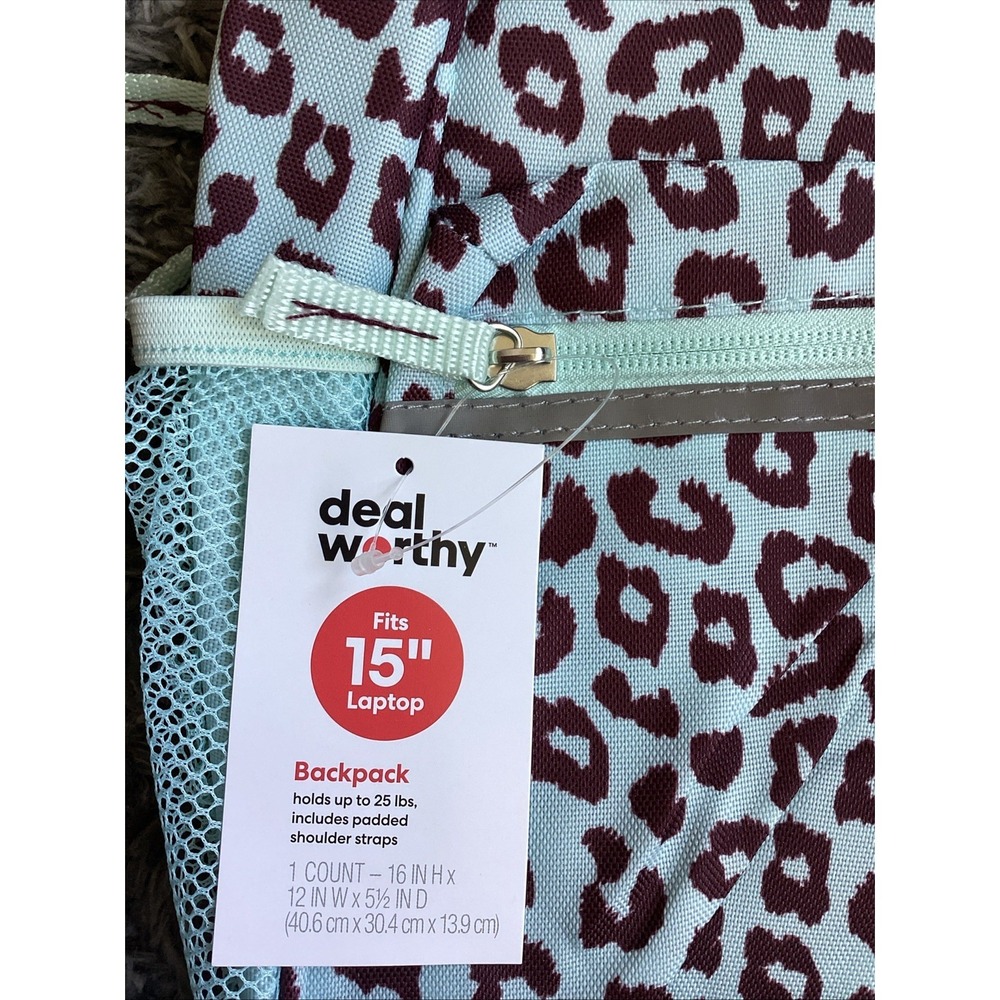 NWT DEALWORTHY Backpack 23L Cheetah Print 15in Laptop Slot - Picture 2 of 5